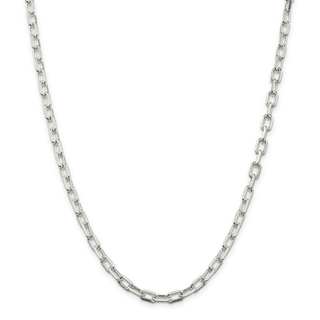 925 Sterling Silver 5.5mm Fancy Diamond-cut Open Link Cable Chain 18 Inch