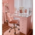 thumbnail image 7 of Impressions Vanity Elise Tufted Chair with Velvet Armless Cushion Seat and 360 Degrees Swivel Chair (Pink), 7 of 7