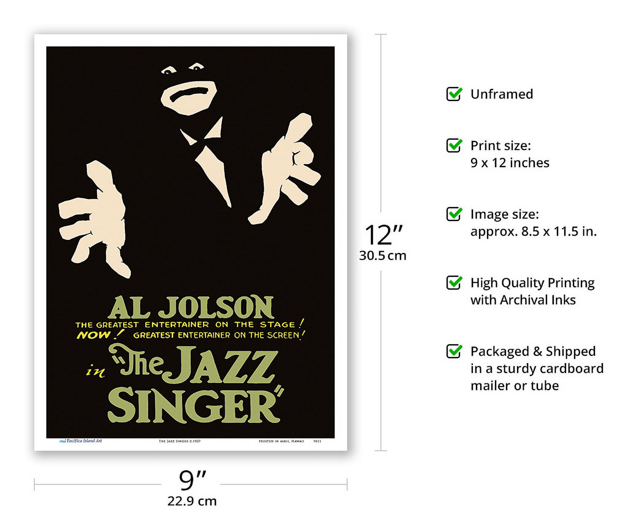 The Jazz Singer - Starring Al Jolson \u0026 May McAvoy - Vintage Film Movie  Poster c.1927 - Master Art Print (Unframed) 9in x 12in - Walmart.com, image size:2100x1708