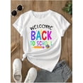 thumbnail image 1 of Camiseta de regreso a clases para niñas: camiseta gráfica de bienvenida con parte superior de punto suave para el primer día de clases, camiseta de cuello redondo de fácil cuidado para estudiantes jó, 1 of 6