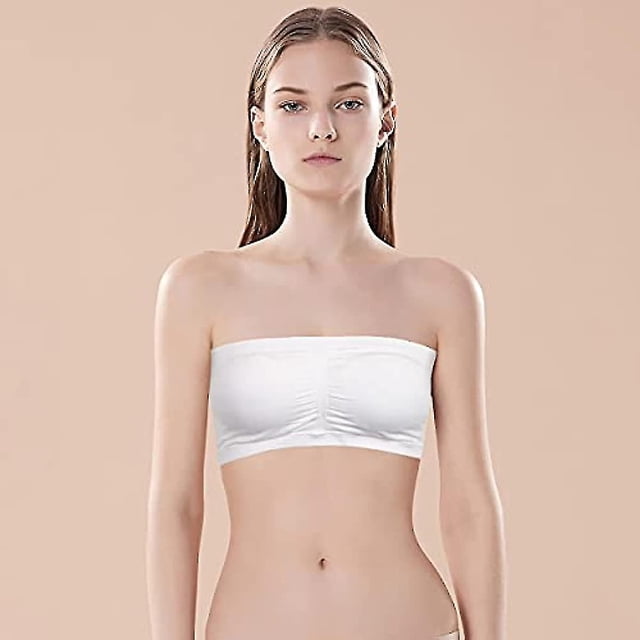 Paquete de 3 sujetadores sin tirantes para mujer, sujetador bandeau para mujer, sujetador corto sin costuras acolchado, suave y cómodo, sin aros