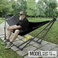 thumbnail image 3 of Tranquillo 600lb Capacity 2 Persons 2 Hammocks Included/Foldable Portable Hammocks with Stand, Tree Straps, Carry Bags for Garden Camping, Black, 3 of 8