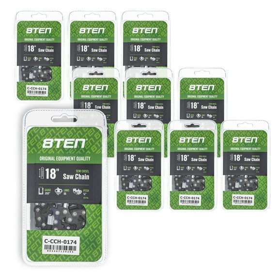 Semi Chisel Chainsaw Chain 18 inch .050 3/8 66DL for Echo Stihl Poulan 10 Pack 810-CCC2396H
