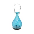 thumbnail image 2 of Northlight 8.75" Frosted Blue Hearts Glass Bottle Tea Light Candle Lantern Decoration, 2 of 5