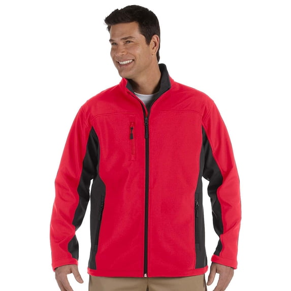 Devon & Jones D997 Men's Soft Shell Colorblock Jacket - Red/Dk Charcoal - X-Large