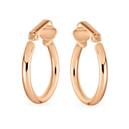 Bling Jewelry - Simple Tube Hoop Clip On Earrings for Women Teen Non ...