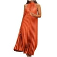 thumbnail image 4 of Ahuyic Printed Multi-Color Plus Size Dress For Women, Summer Womens' Sleeveless Halter Long Maxi Dresses,Women's Sleeveless Dual Color Soft Pleated A-Line Wedding Guest Dress, 4 of 5