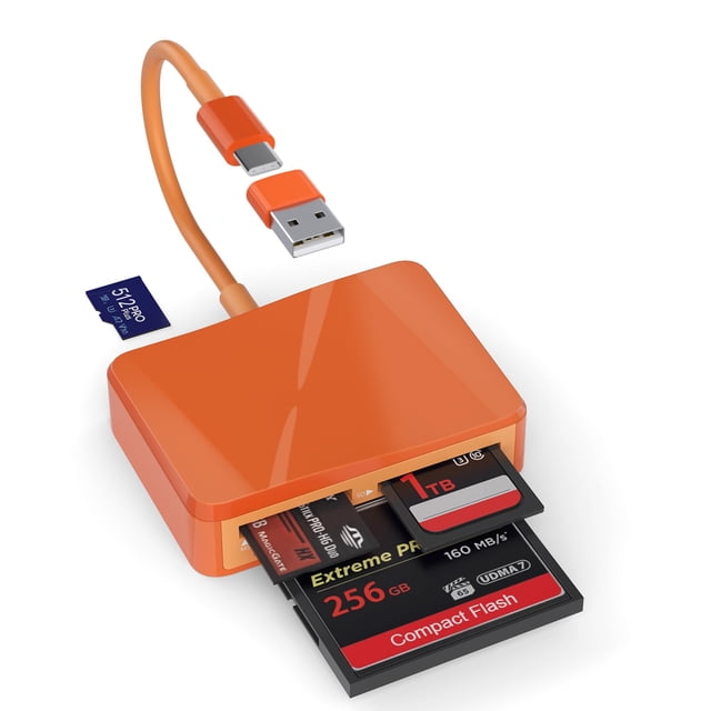 Lector de tarjetas SD RRSITIAU adaptador USB-C 4 en 1 color naranja