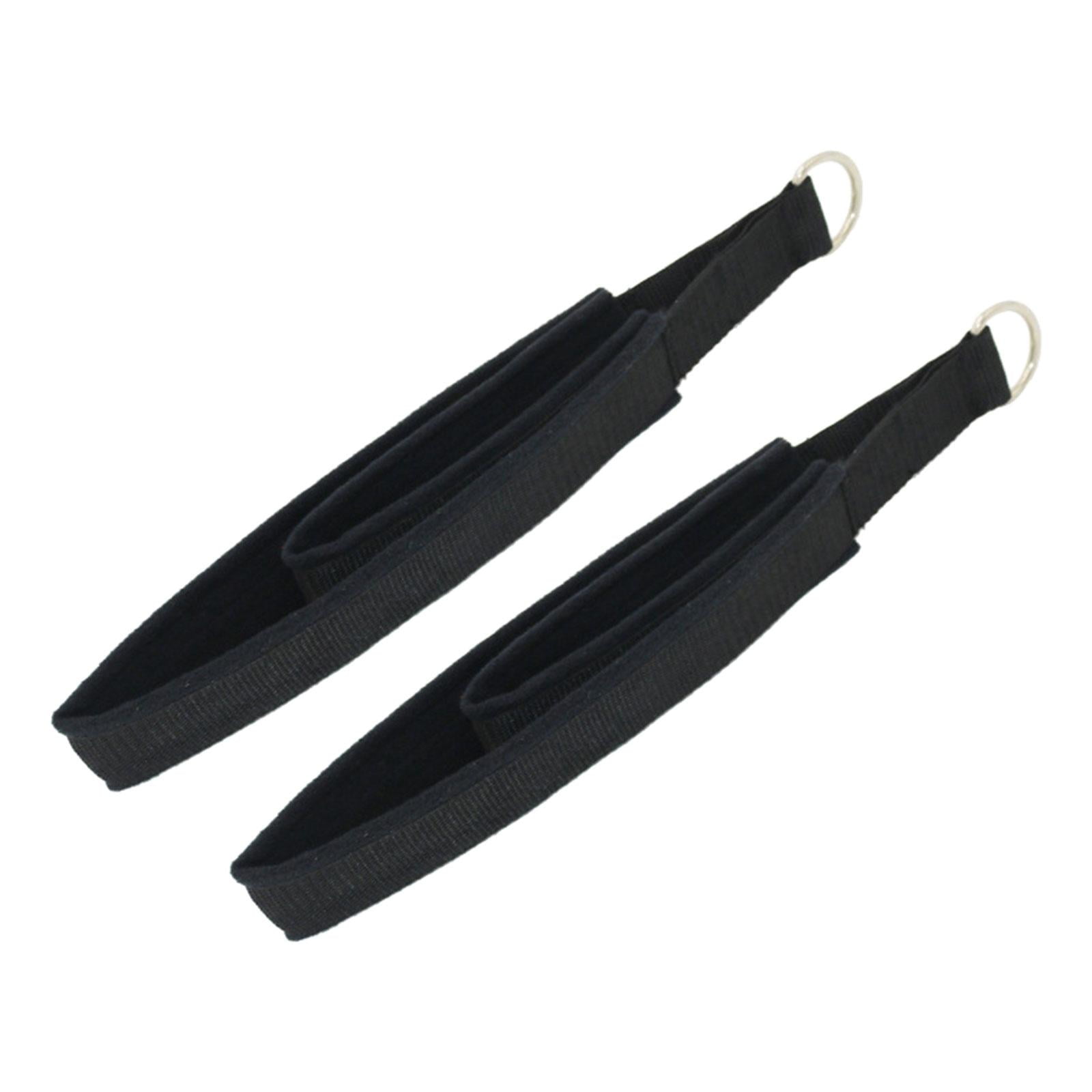 2Pcs Pilates Straps for Reformer, Comfortable Grip Nonslip Handle D Rings Straps Pilates Double Loop Straps Fitness Equipment for Women Men Home Gym Black