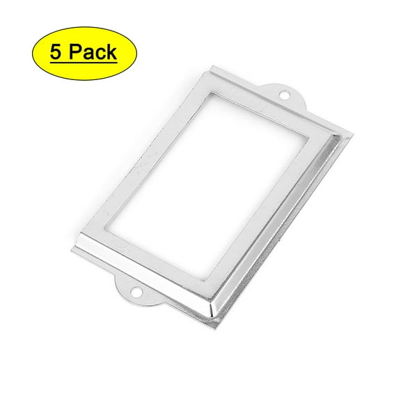 Unique Bargains Metal 105mm x 60mm Name Card File Drawer Tag Label Holder Frame Silver Tone 5Pcs