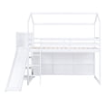 thumbnail image 5 of Luckynote,Twin Size Loft Bed,Wood House Bed,Slide,Storage Shelves,Light,Solid Wood,Bedroom,White, 5 of 15