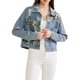 thumbnail image 2 of Chaquetas de mezclilla INSPIRE CHIC para mujeres, con botones, de manga larga, retro, casual, cortas, azul claro, L, 2 of 6