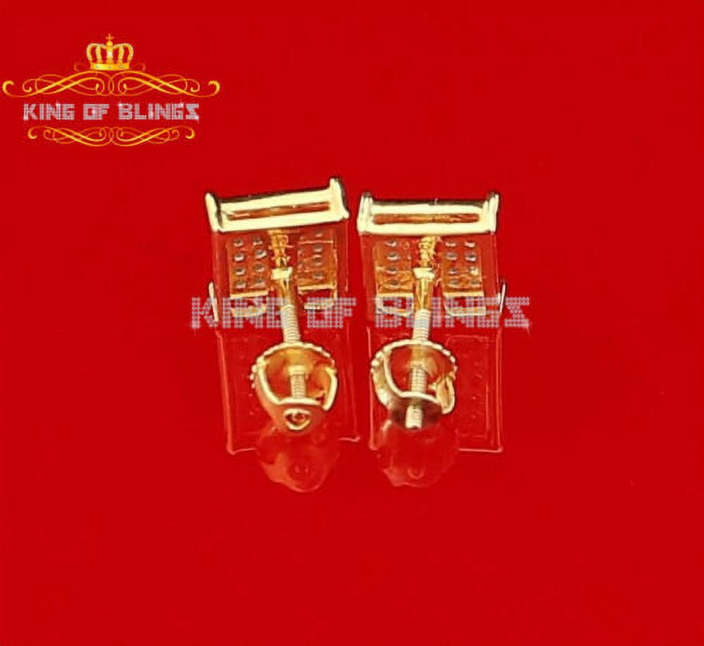 King of Bling's Real 10k Yellow Gold with 0.15CT Real Diamonds Men's/Women's Square Stud Earring