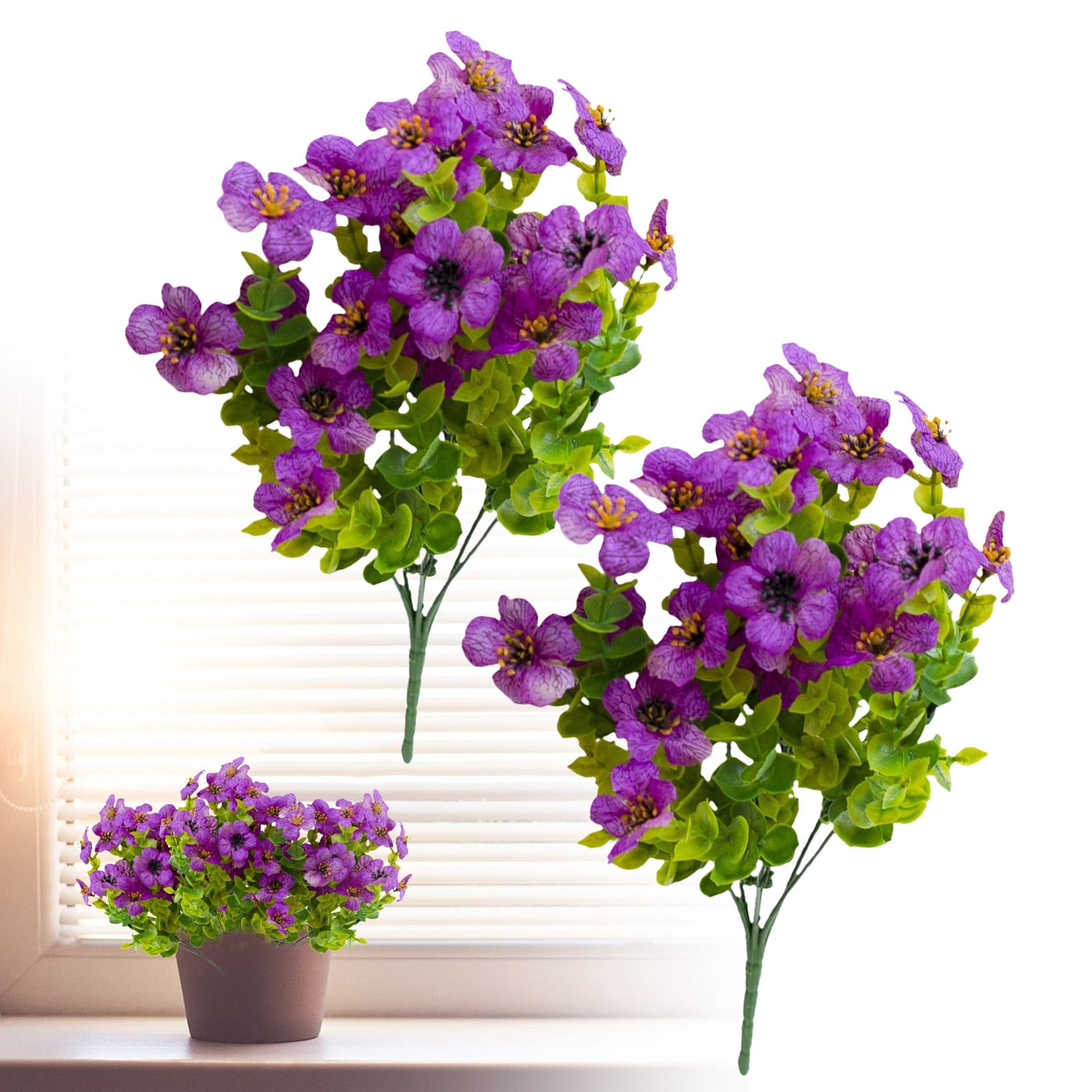 ZTTD Artificial Fake Flowers for Outdoor Spring Decoration, 18 Bundles Faux Silk Colorful Daisies UV Resistant Realistic for Outside Porch Patio Home Yard Garden Planters Pots Window Box