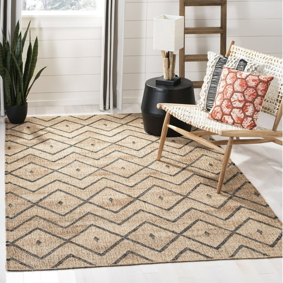 SAFAVIEH Kilim Wesley Geometric Area Rug, Natural/Charcoal, 5' x 8'