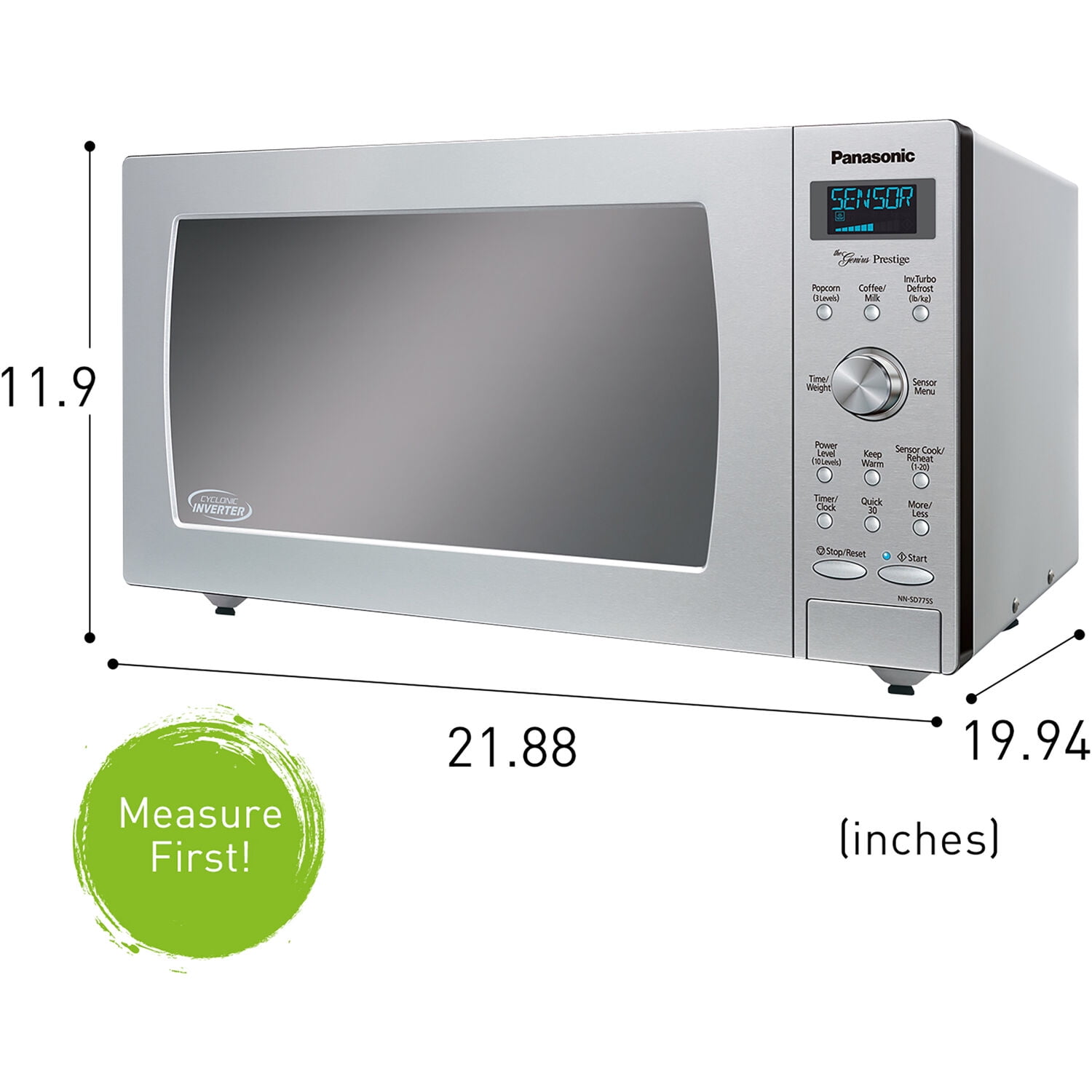 Ft Built-In/Countertop Cyclonic Wave Microwave Oven w/Inverter Technology Stainless Steel Panasonic 1.6 Cu 