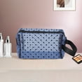 thumbnail image 5 of 1 Pc Mesh Flocking Heart Pattern Makeup Bag for Vacation Blue Mesh Fabric, 5 of 6