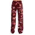 thumbnail image 3 of Hearthz Valentines Pajama Pants for Women Heart Graphic Print Women's Pajama Pants Baggy Drawstring Straight Leg Sleep Pants for Women, 3 of 4