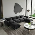 thumbnail image 1 of Magic Home Canapé d'Angle Modulaire Convertible en Chenille, Noir, 1 of 12