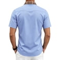 thumbnail image 5 of SAWOBUUN Men's Short Sleeve Button Down Shirt Plaid Casual Slim Fit Dress Shirt Summer Business Work Top with Chest Pocket, 5 of 9