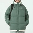 thumbnail image 3 of Brondbend Coat for Men Fall Mens Jacket Hooded Long Sleeved Zipper Pocket Outerwear Solid Color Warm Jacket Loose Fit Anniversary Tops Green, 3 of 3