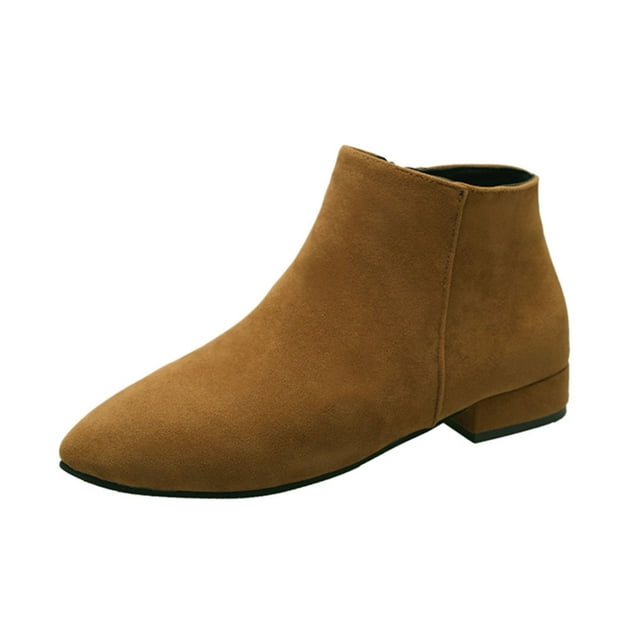 B91xZ Bottes de Mode Automne 2023 pour Femmes Talon Bas Bottines Chelsea avec Fermeture Éclair Intérieure, Kaki 7