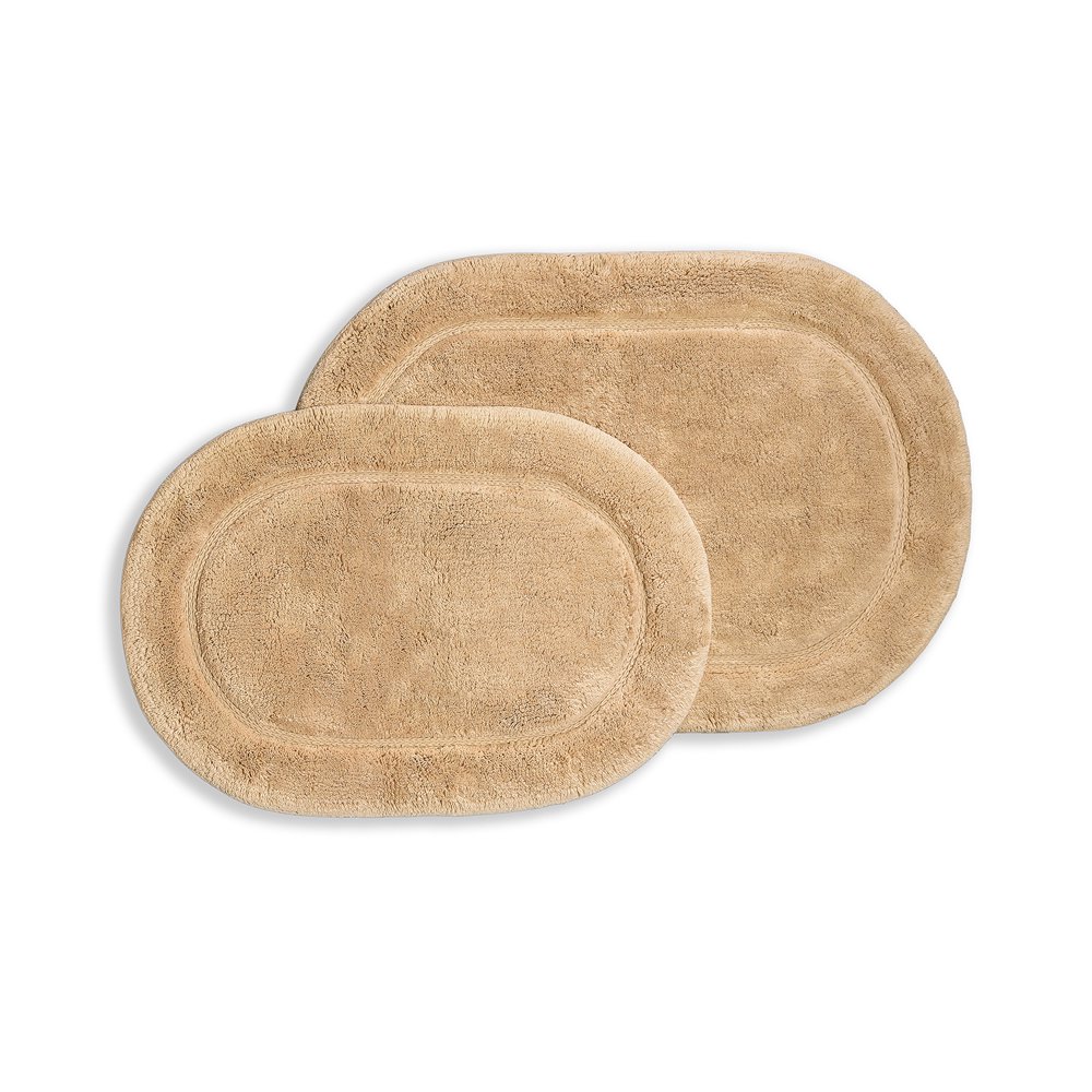 Plush NonSlip Cotton Oval Large and Small Bath Rug Set 20" x 30", 24