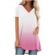thumbnail image 1 of Mujeres de Manga Larga Superior, Estampado Corto Delantero Larga Espalda Raglan Cuello en V Camiseta de Manga Corta, Casual, 1 of 9