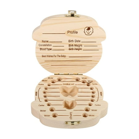 Milk Container For Kids HERCHR Baby Teeth Storage Box, Milk Teeth Wooden Tooth Storage Box For Kids Baby Save 3-6YEARS Creative Gift for Baby Boy ()