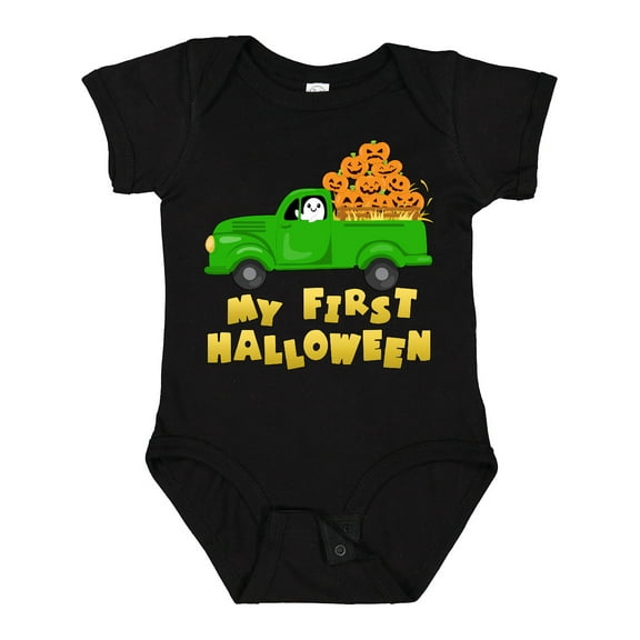 Inktastic My First Halloween Truck with Ghost and Pumkpins Boys or Girls Baby Bodysuit