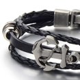 thumbnail image 2 of Pulsera de ancla de barco vintage, pulsera de piel de vaca versátil tejida de múltiples capas, pulsera de cuero estilo pirata personalizada, 2 of 5