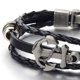 thumbnail image 2 of Pulsera de ancla de barco vintage, pulsera de piel de vaca versátil tejida de múltiples capas, pulsera de cuero estilo pirata personalizada, 2 of 5