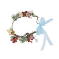 thumbnail image 4 of Diadema con guirnalda de flores artificiales para mujer, corona para el pelo elegante y exquisita para fiesta de boda (naranja), 4 of 5