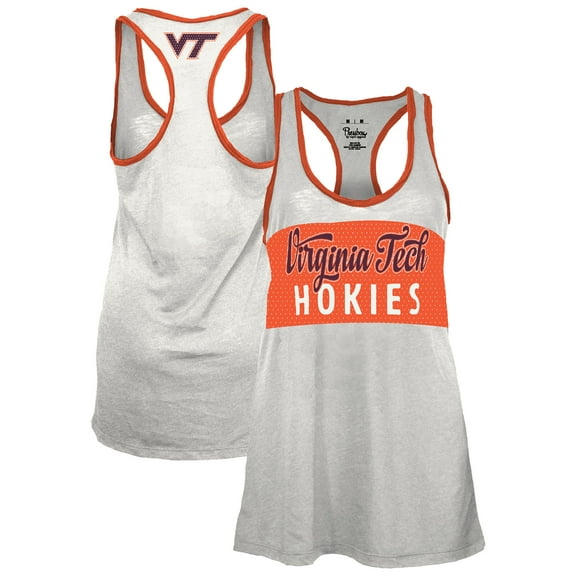 Women's Pressbox White/Orange Virginia Tech Hokies Tracy Racerback Burnout Tank Top