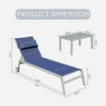 thumbnail image 2 of Lounge Chair Outdoor Set of 2, Outdoor Chaise Lounge Chairs with Side Table & Adjustable Headrest, Outdoor Lounge Chair with 5 Adjustable Position, Patio Chaise Lounge Chair for Beach, Yard, Navy Blue, 2 of 6