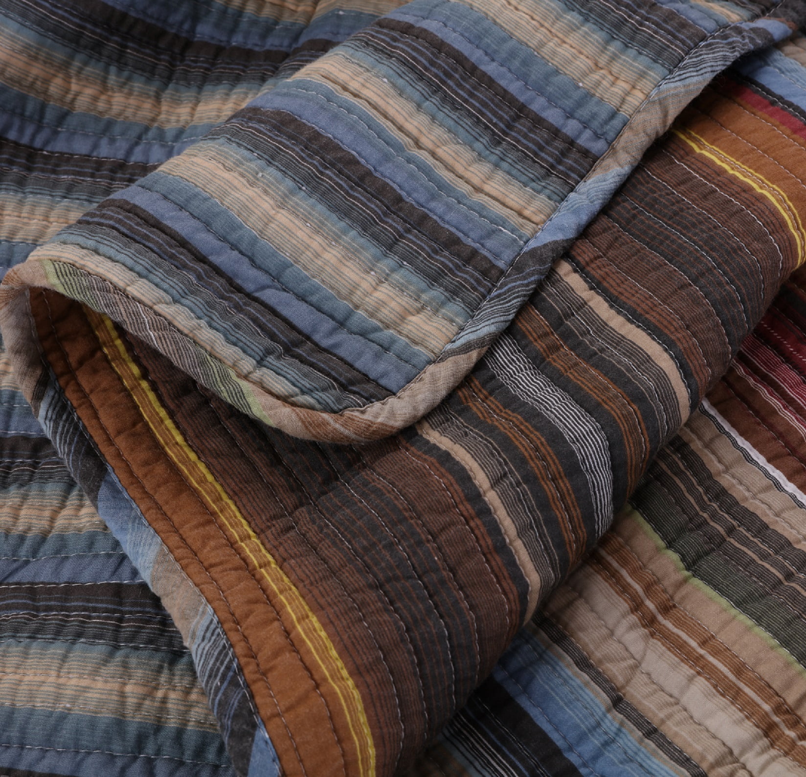 Global Trends Dylan 100% Cotton Reversible Quilted Throw Blanket, Earth, 50 x 60 inches