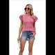 thumbnail image 1 of Blusas Casuales de Corta con Volantes para Mujer, Lindas Camisetas de Punto Acanaladas de Color Liso. Rosa XL, 1 of 10
