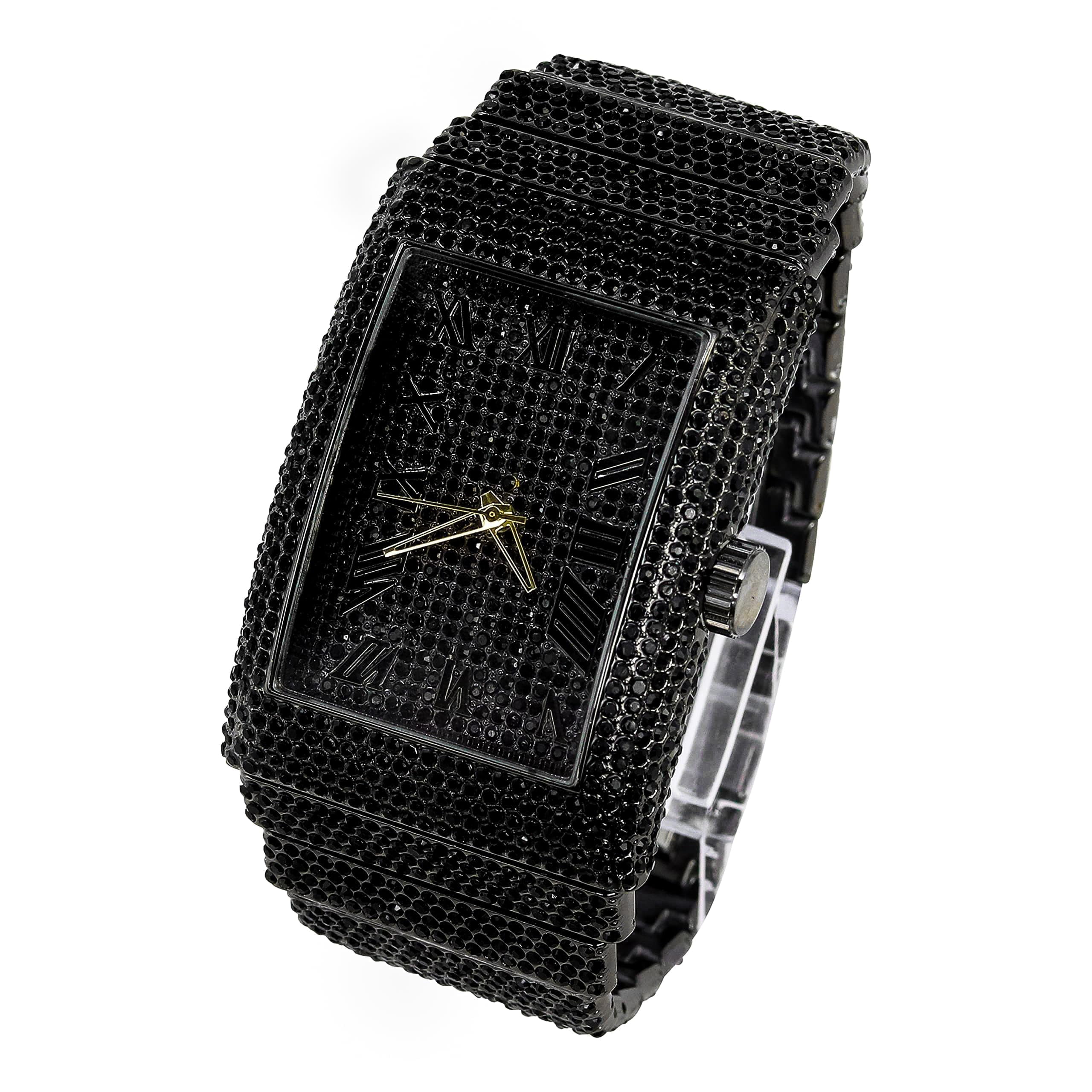 Ice Star Men's Quartz Rectangle Diamond Watch, Fully Iced