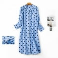 thumbnail image 2 of Womens Cotton Nightgowns Button Down Sleepshirt Long Sleeve Cute Heart Pattern Nightshirt Pajamas Dress, 2 of 7