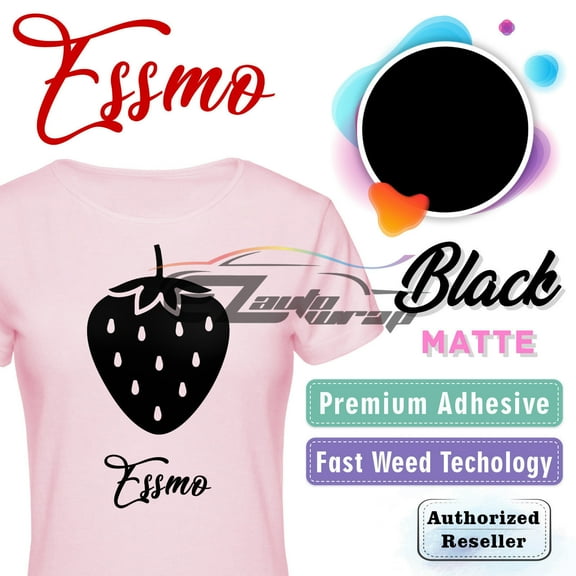 ESSMO Black Matte Solid Heat Transfer Vinyl HTV Sheet T-Shirt 20" Wide Iron On Heat Press DP01 20"x12"
