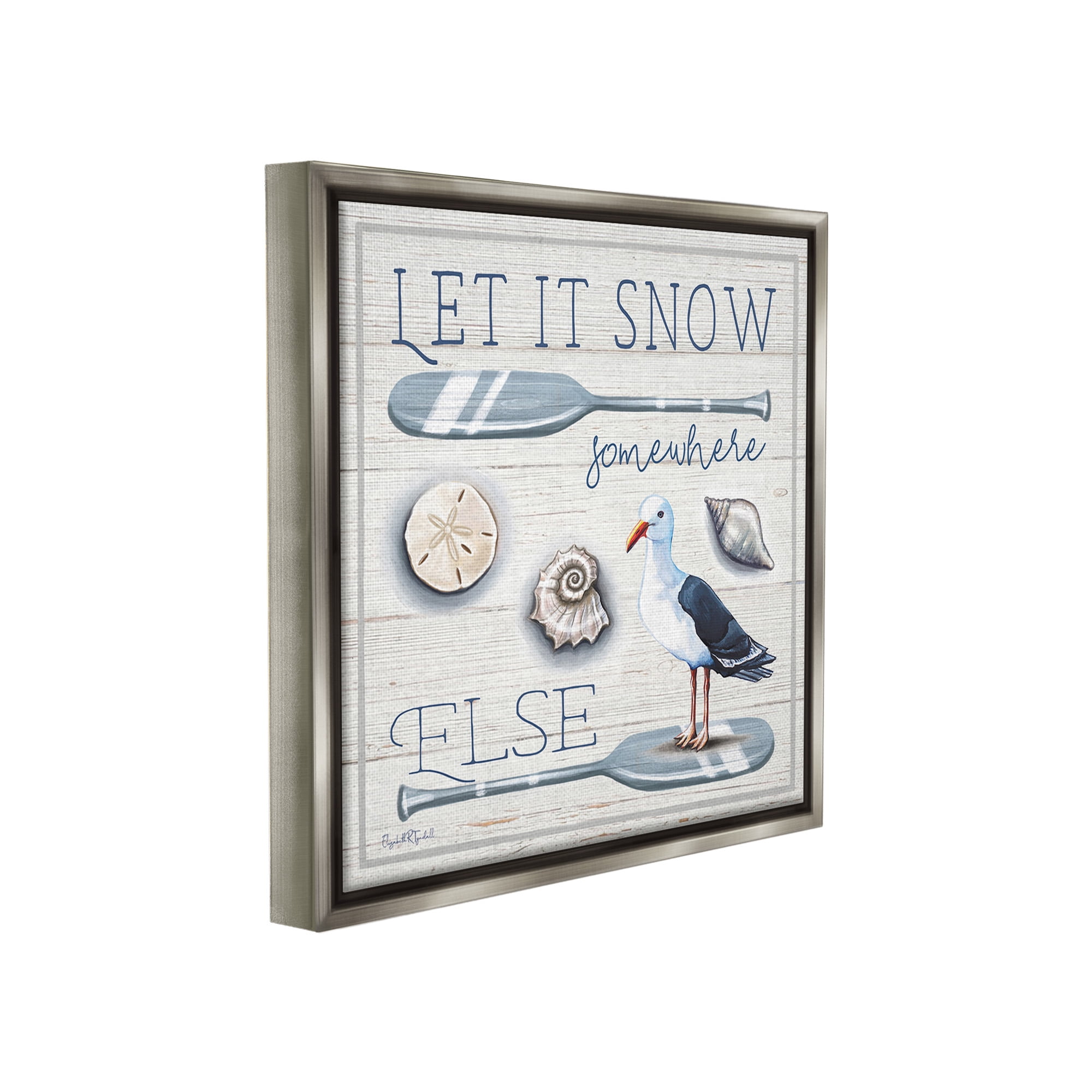 Stupell Industries Snow Somewhere Else Holiday Painting Gray Floater Framed Canvas Art Print Wall Art, 25 x 25