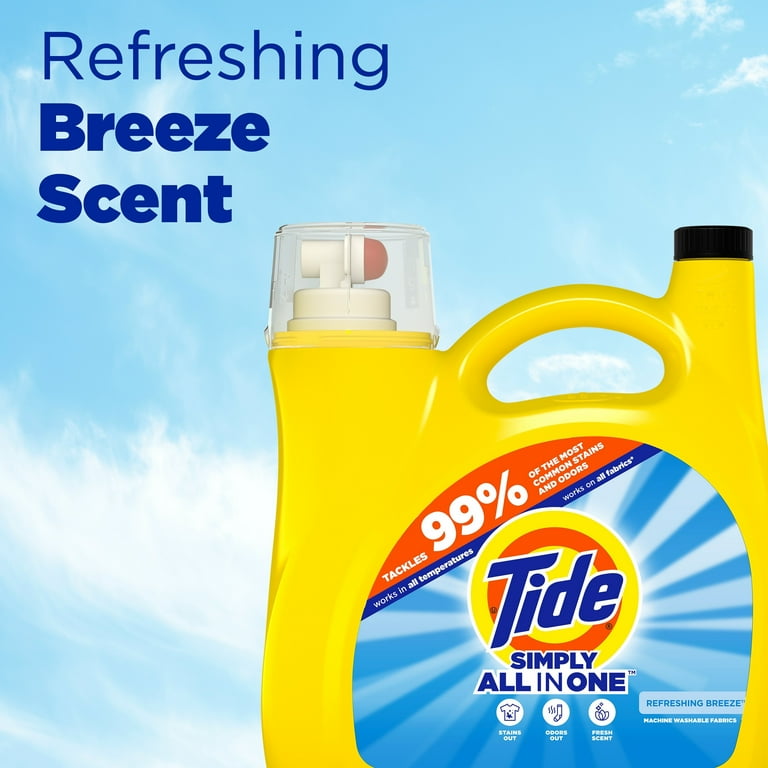 Tide Simply All-in-One Liquid Laundry Detergent, Refreshing Breeze Scent,  182 fl oz, 138 Loads