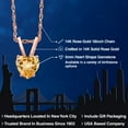 thumbnail image 2 of Gem Stone King 14K Rose Gold Yellow Citrine Pendant Necklace for Women | 0.46 Cttw | Gemstone November Birthstone | Heart Shape 5MM | With 18 inch Chain, 2 of 6