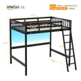 thumbnail image 2 of VINGLI Loft Bed with USB Charging Station/LED, Solid Wood Single Loft Bunk Bed with Flat Rungs for Teens/Adults, 15 inches High Guardrail,Wood Slat Support No Box Spring Needed, 2 of 9