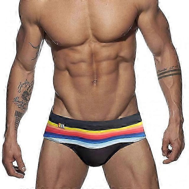 Traje de baño corto a rayas para hombre, bañador sexy para hombre, bañador corto de playa, traje de baño de verano para surf, pantalones de bikini, bañador corto para hombre