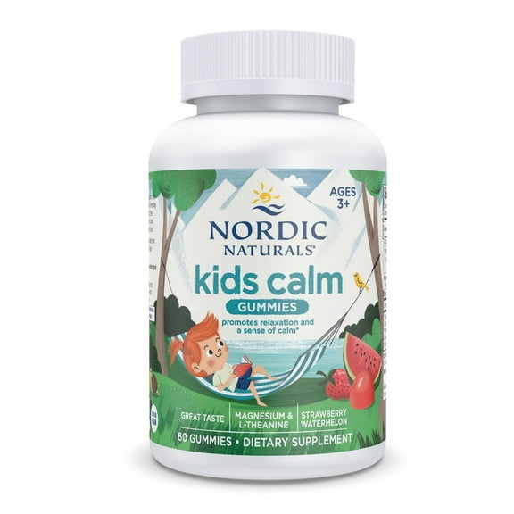 Nordic Naturals Kid's Calm Gummies, Strawberry Watermelon, 60 Count