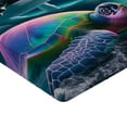 thumbnail image 2 of Ambesonne Nautical Fitted Sheet, Trippy Turtle with a Whale, TwinXL Size, Teal Multicolor, 2 of 3