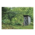thumbnail image 1 of Outhouse Cutting Board, Old Cottage Outhouse in a Spring Mountian Forest Woods Image, Decorative Tempered Glass Cutting and Serving Board, Large Size, Fern Green and Brown, by Ambesonne, 1 of 1