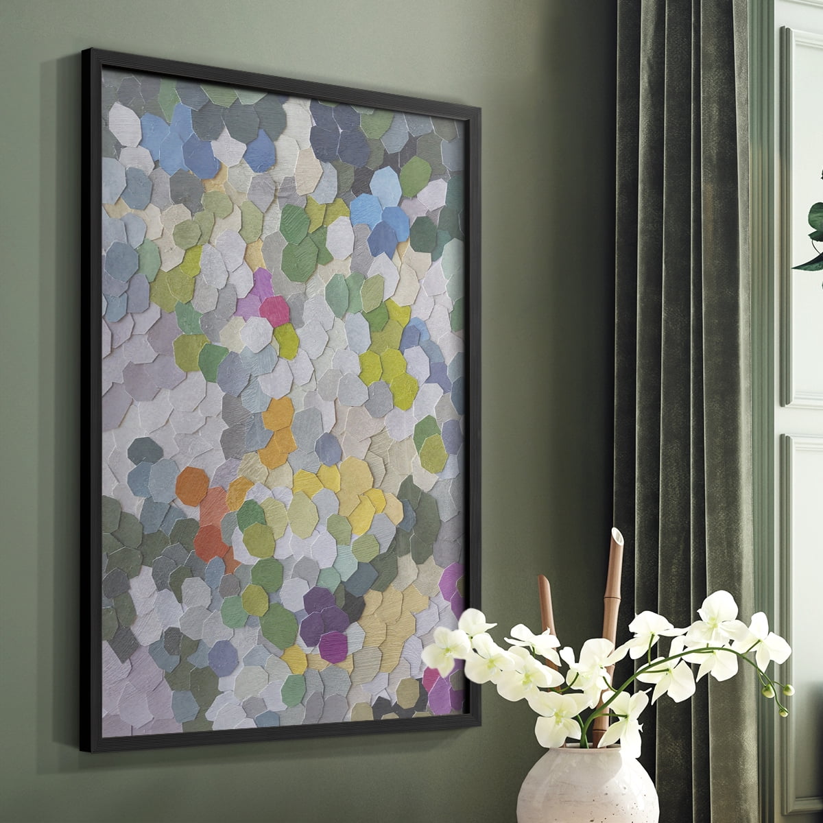 Canne Garden Framed Print in Black Solid Wood Framed Print No Nail Hanging