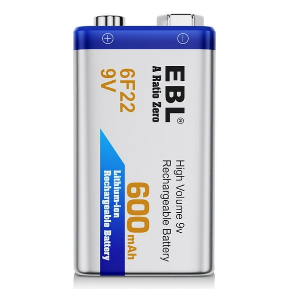 EBL 9V Rechargeable Batteries 9 Volt Lithium ion 600mAh Li-ion Batteries